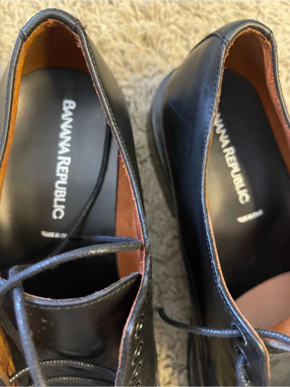 Banana Republic Black Leather Derby Shoes Men’s EU 41 Lace-Up Made in Italy